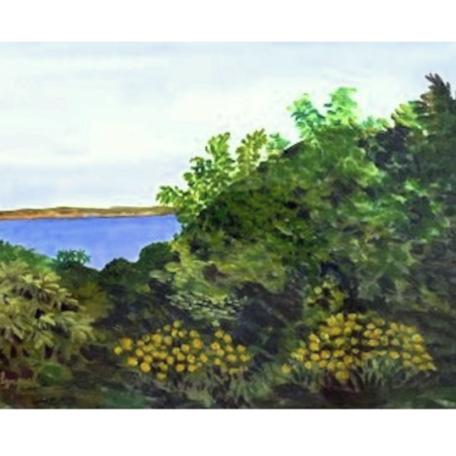 Wooded Seascape size 12 X 17in by Antonio del Moral